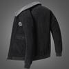 Men Cargo Jacket Solid Color Plush Lining Coldproof Autumn Winter Turndown Collar