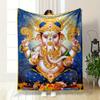 Hindu Deity Ganesha Patterned Blanket Bedroom Blanket for Livingroom Couch Lunch Break Soft Throw for Friend's Festival Gift