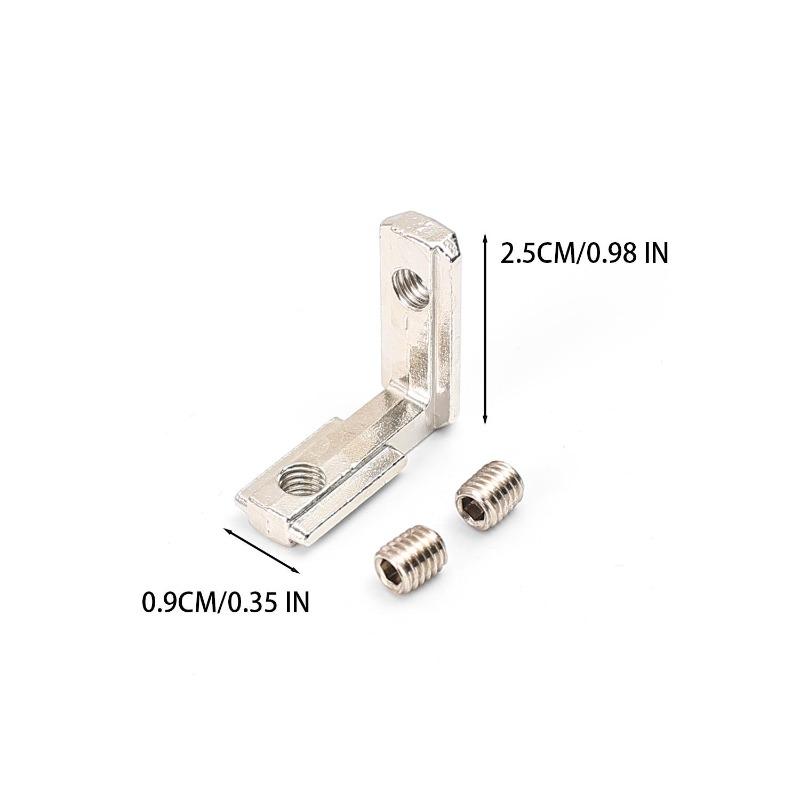 Inside Corner Slot Connector L Bracket Hidden Corner Joint Fastener with Screw for Slot European Aluminum Profile Frame Assembly