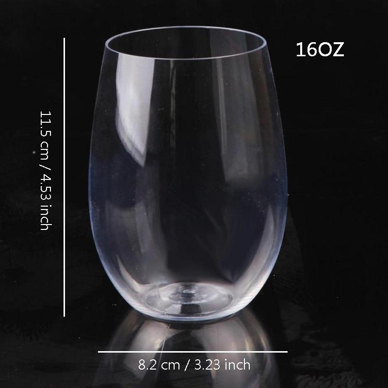 Kunststoff Spirituosen Stiellose Weingläser für Rot- oder Weißwein (4er-Set)-12oz-14oz, Weinprobe, Hochzeit, Jahrestag, Party