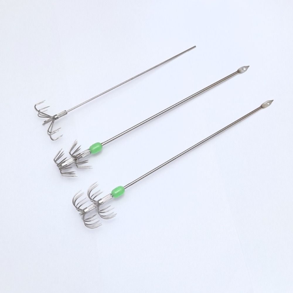 10pcs/ Box Stainless Steel Squid Hooks Blow Tube Design Umbrella Hooks Saltwater Fishing