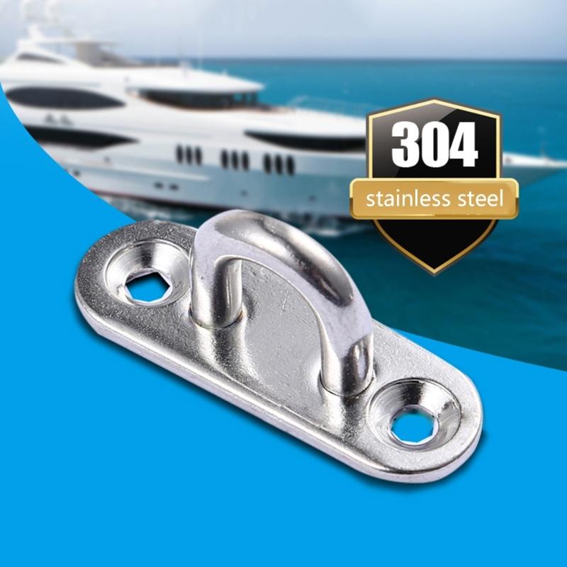 4Pcs Stainless Steels Pad Eye Plate Marine Hardware Hook Heavy Duty Ceiling Hook Half Opening Staple Hook Enduring