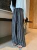Women's Striped Wide-Leg Linen Pants - Summer Casual Style with Elastic Waist
