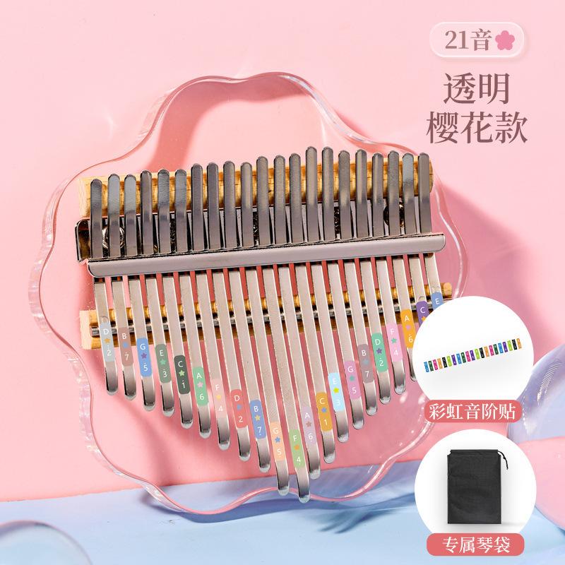 Hluru Kalimba 17 21 Key Fob Thumb Piano Crystal Acrylic Kalimba 17 21 Key Fob Finger Piano Fit For Beginners And Child Keyboard Instrument