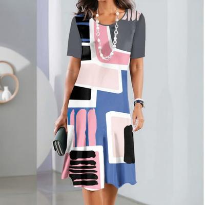 Nové šaty na jar a leto Vonkajšia móda Krátky rukáv Nepravidelná potlač Havajský štýl Šaty na dovolenku