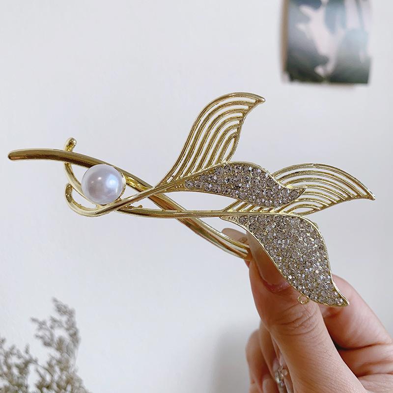 2023 אישיות חדשה סיכת ראש זנב דג וינטג 'פנינת ריינסטון קליפים לשיער עתיקות נשים תכשיטי אביזרי שיער Hanfu