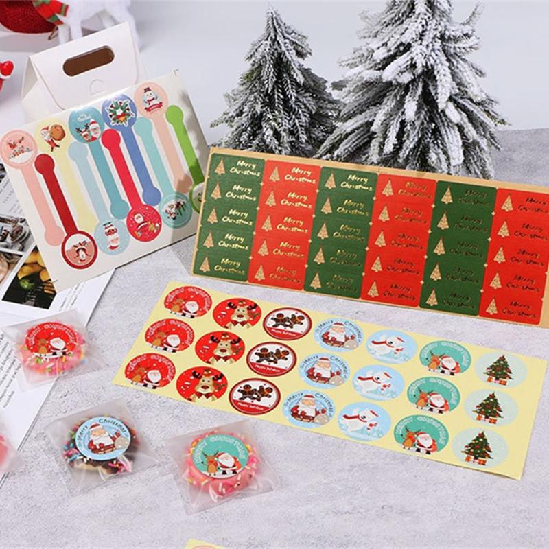 10 Sheets Christmas Series Stickers Handmade Xmas Party Gift Bag Box Decoration Baking Packaging Sealing Sticker