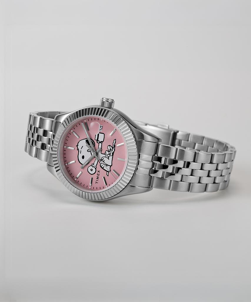 Taimaegseu X Peanuts Legacy Snoopy Metal Link Pink Watch 34Mm