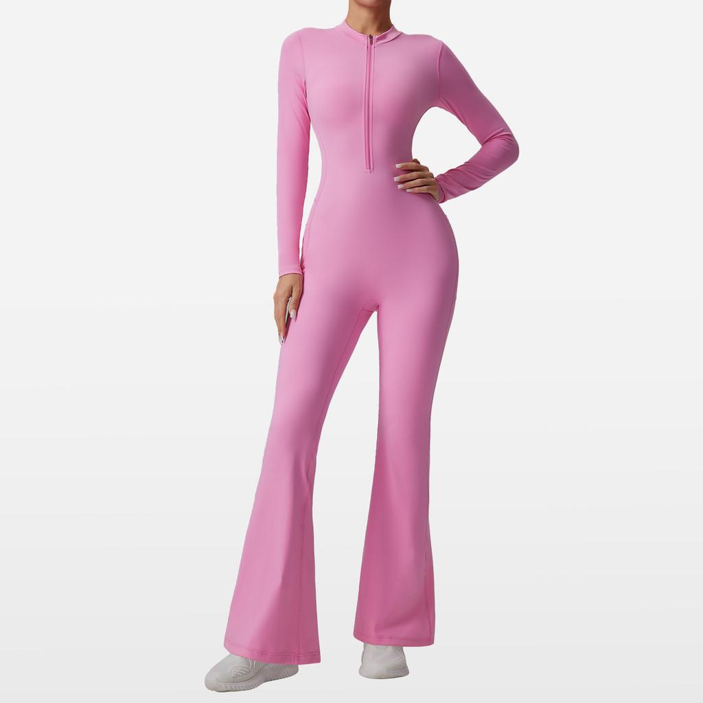 Yoga Jumpsuit With Moisturewicking Fabric Long Sleeve For Fitness And Workout