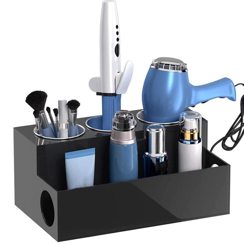 Hair Tool Organizer Acrylic Countertop Hair Dryer And Styling Holder Makeup Toiletries Vanity Storage Stand With Cups A Durable