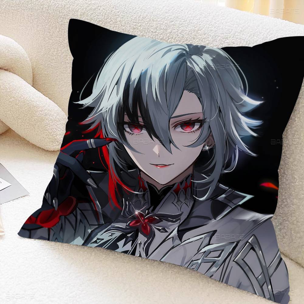 Game Genshin Impact Cute Arlecchino Figure Personalized Pillow Cover Kids Bedroom Wild Party Decor Pillowcase kid shower Gift
