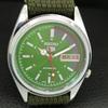 VINTAGE REFURBISHED SEIKO 5 AUTOMATIC JAPAN MENS GREEN DIAL WATCH a445820-1