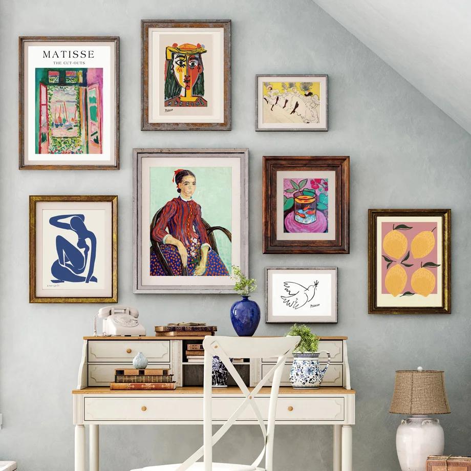 Retro Wall Art Painting, Canvas Posters and Prints, Fish, Picasso, Swan Woman Portrait, Buddha, Wall Pictures for Living Room De