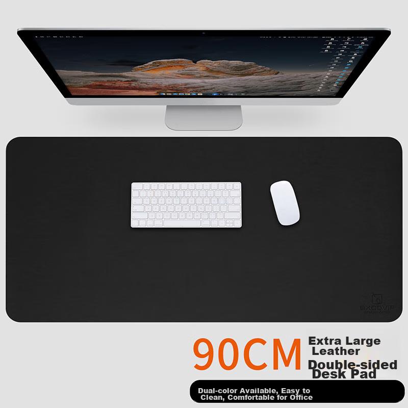 90x45 Mouse Pad, Extra Large Desk Mat, Waterproof Leather Desk Pad, Computer Mat, Keyboard Leather Tablecloth, Double-Sided Mat, Black 3764