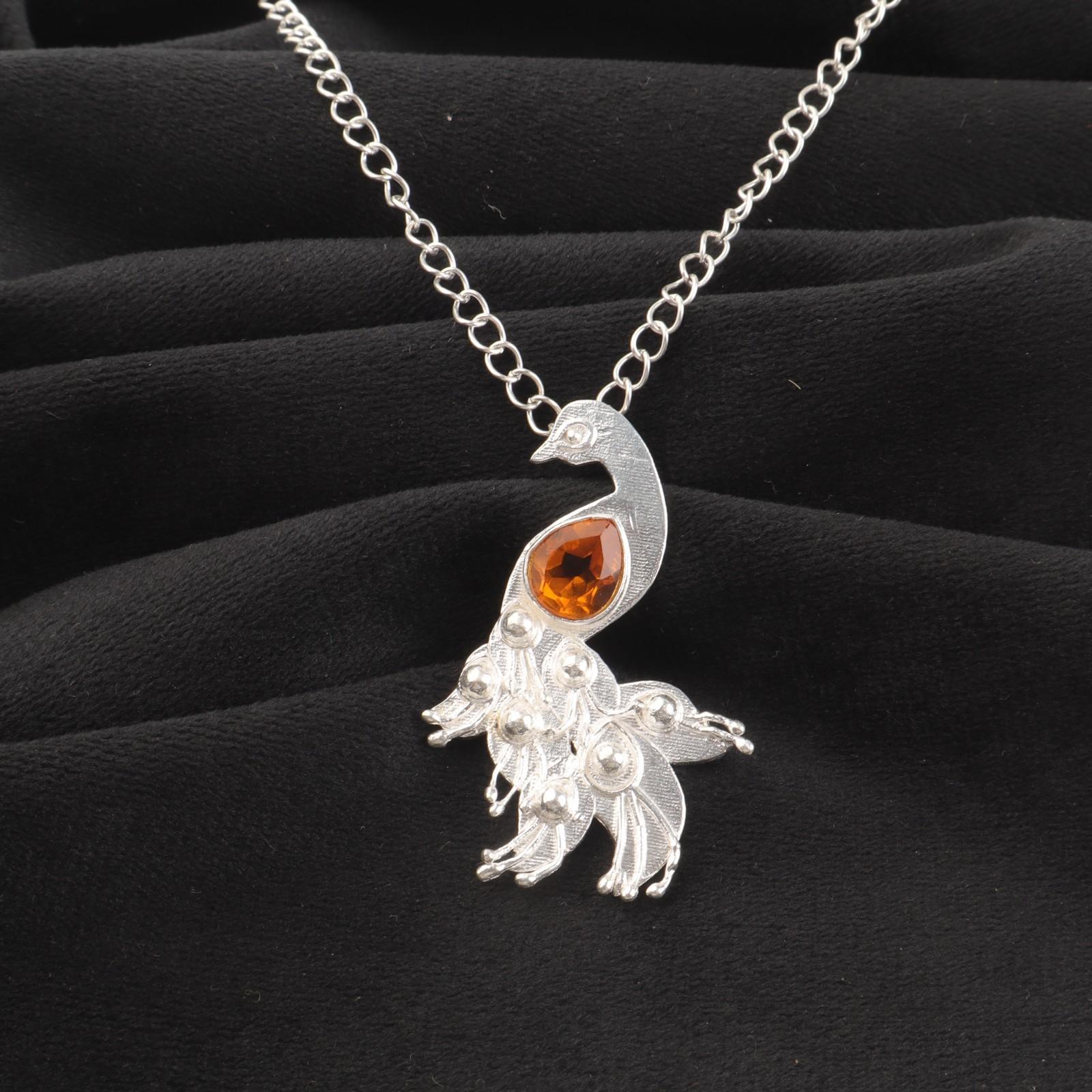 

Цитрин Драгоценный камень Ювелирные изделия из стерлингового серебра 925 ручной работы Подвеска 2 Подарок для мамы CP-21-9