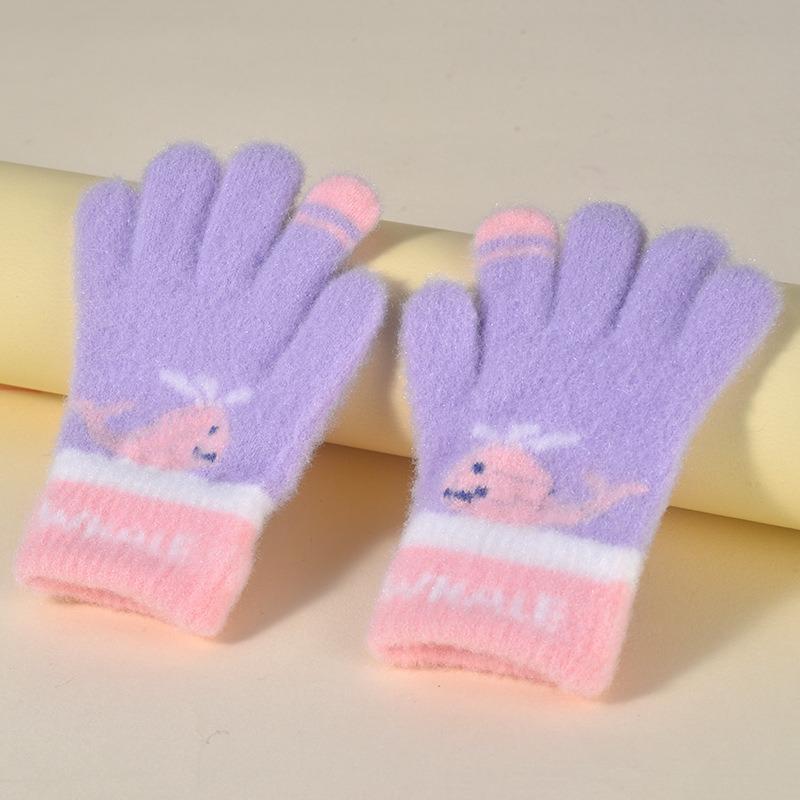 Children's gloves five-finger baby autumn and winter boys and children versatile warm knitted children's gloves winter warm gloves