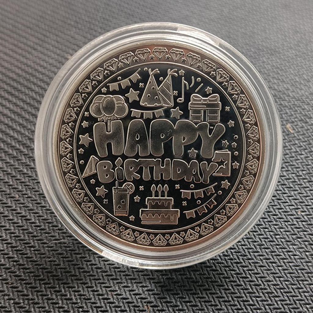 Happy Birthday Coin Funny Challenge Coin Cake Coin Colorful Commemorative MedalFor Children's Birthday Gifts