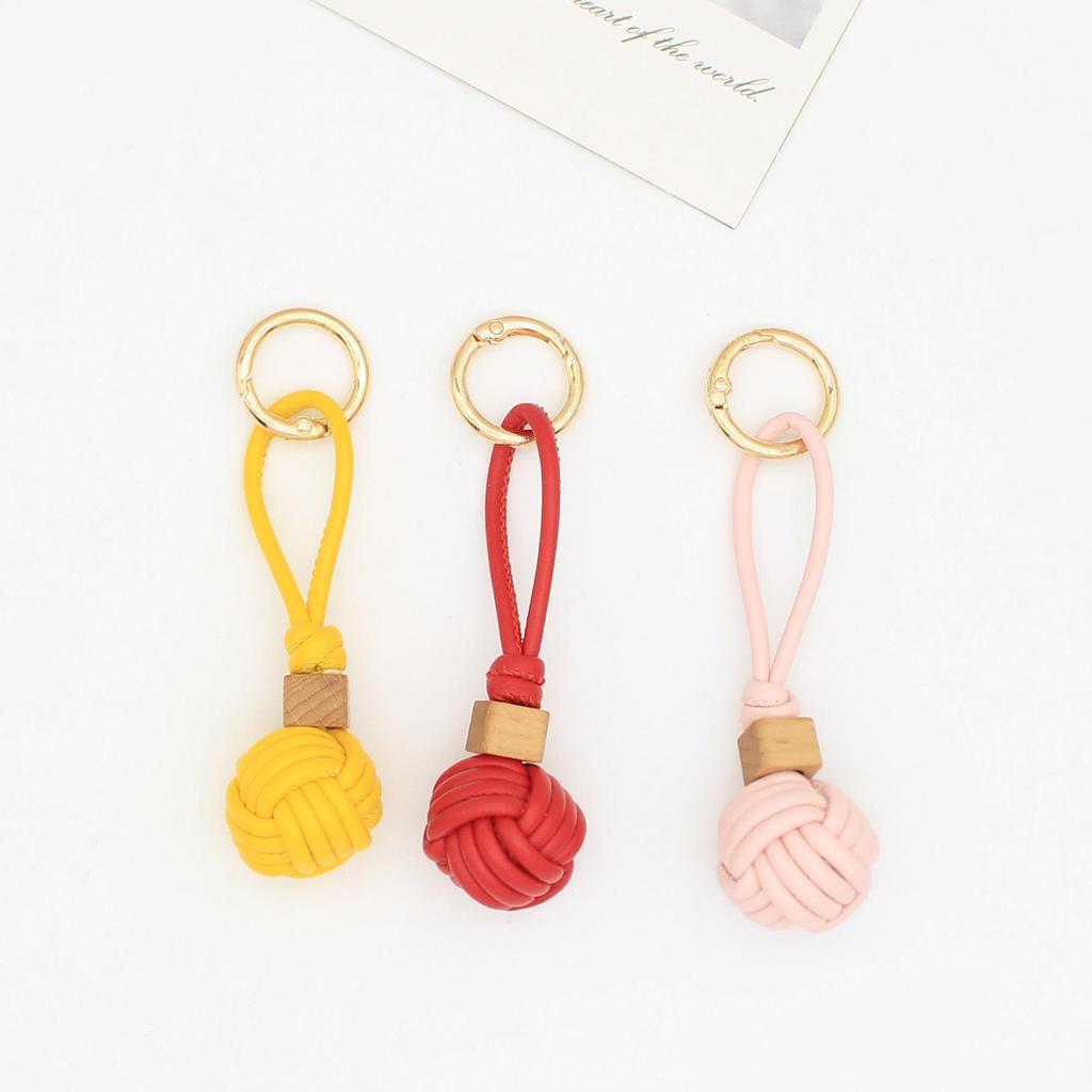 Korean Style PU Leather Hand-woven Ball Bag Pendant & Phone Charm - Autumn/Winter Collection