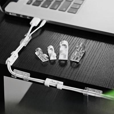 Samolepicí spony pro správu kabelů: Velké a malé nástěnné a stolní organizéry kabelů bez děrování