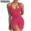Dam Natrelax Sexig Body Tanga Ärmlös Halter Racerrygg Höghalsad Tanktoppar Bodysuits för Utgång