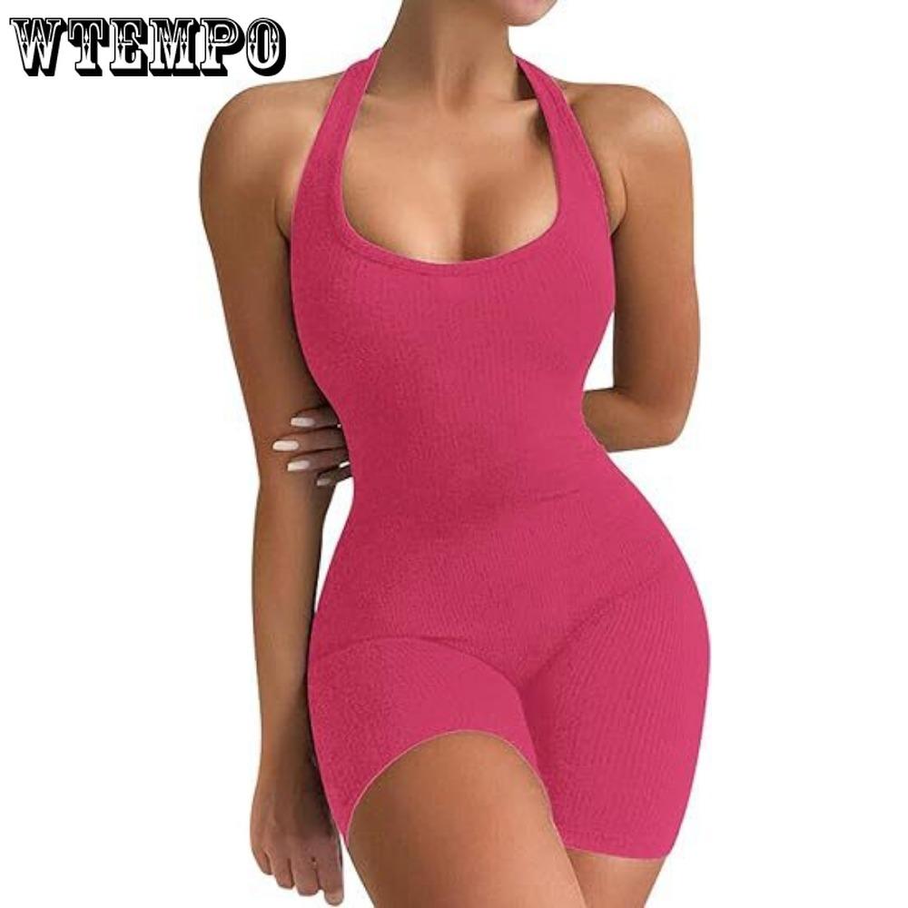 Dam Natrelax Sexig Body Tanga Ärmlös Halter Racerrygg Höghalsad Tanktoppar Bodysuits för Utgång