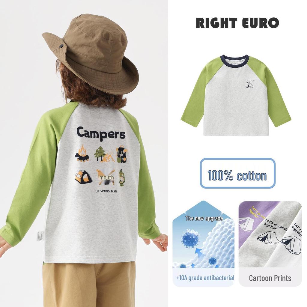 2026 Trendy Boys' Pure Cotton Long-Sleeve T-Shirt for Spring and Fall