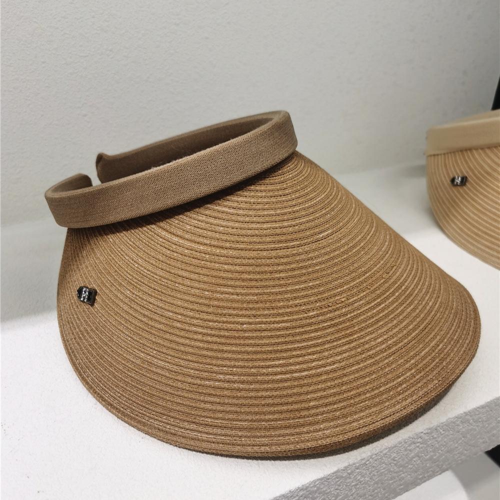 Sonnenhut aus Stroh mit breiter Krempe – atmungsaktiver, verstellbarer, elastischer Pferdeschwanz-Strandhut für Damen, perfekt für Outdoor-Aktivitäten