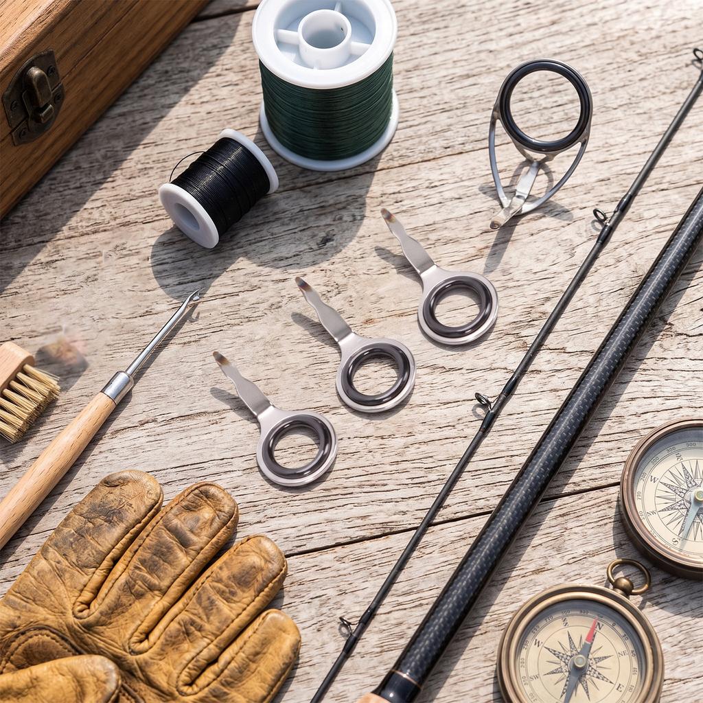 12 Pcs Fishing Rod Repair Kit Stainless Steel Wear Resistance Fishing Rod Tips for Bridge Fishing Boat Fishing