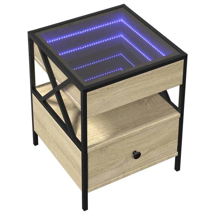 VidaXL Table de chevet avec LED infini chêne sonoma 40x40x51 cm 3284102
