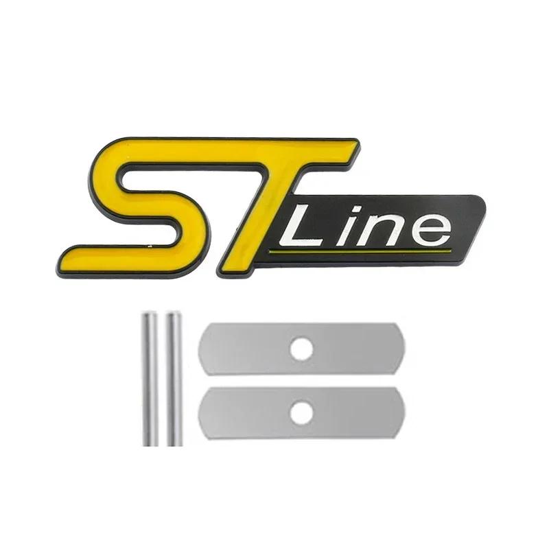 For  ST LINE Logo Front Grill Emblem Badge Car Rear Trunk Sticker Decals Focus Kuga Fiesta Mondeo ESCAPE Ecoboost