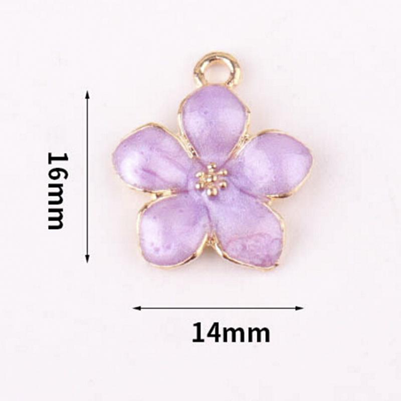 10Pcs/Set Enamel Alloy Flower  Charms Pendant Jewelry Findings Diy Craft Making