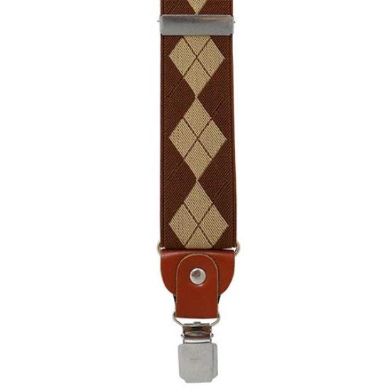 The Cufflinks Specialty Suspender Clip Argyle Check Brown Beige Sc00020 [CUFF.JP, Store] Y-shaped