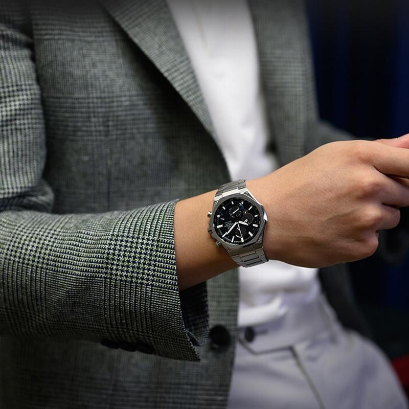 Casio Edifice Bluetooth Solar Klassiek Drie Ogen Zes Wijzers Kwarts Horloge Herenhorloges Zwart EQB-1100YD-1APR