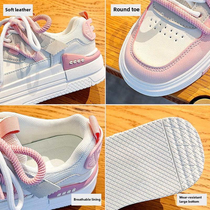 Mode Damen Sneaker Weiße Schuhe 2024 Neu Herbst Studentenversion Lässig Rutschfest Dicke Sohle Mode Skateboard Schuhe