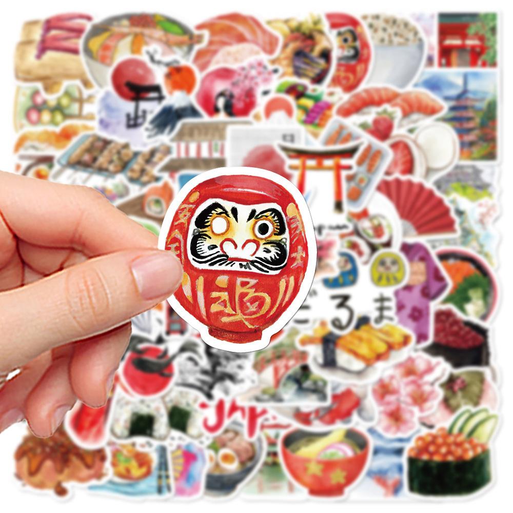 10/30/64pcs Japanese Culture Food Cartoon Stickers Retro Aesthetic Decals Toys Waterproof DIY Stationery Laptop Luggage