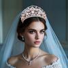 Luxurious Bride's Crown Headwear European and American Water Diamond Wedding Crown Hair Accessory Wedding Updo Hairstyle Hair Band Accessory