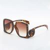 Monture Vintage Carrée Large Lunettes de Soleil Femme Style Rétro Anti-Reflet Accessoire Tendance Branches Gyro Rond