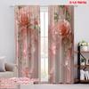 2D Flat Printing 2pcs Window Treatment Curtains Floral Butterfly Fabric,Without Electricity Family Party Use for All Occasions