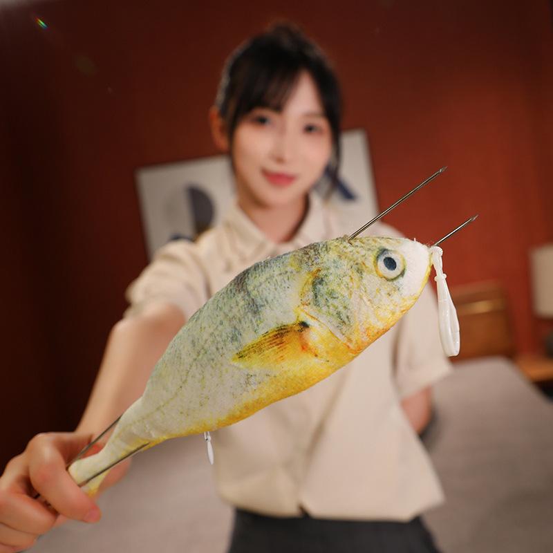 256080Cm Large Yellowfish Plush Toy Fur Fish Fur Rug Long Puppet Legged Companion For Sleeping Plush Pillow Gift