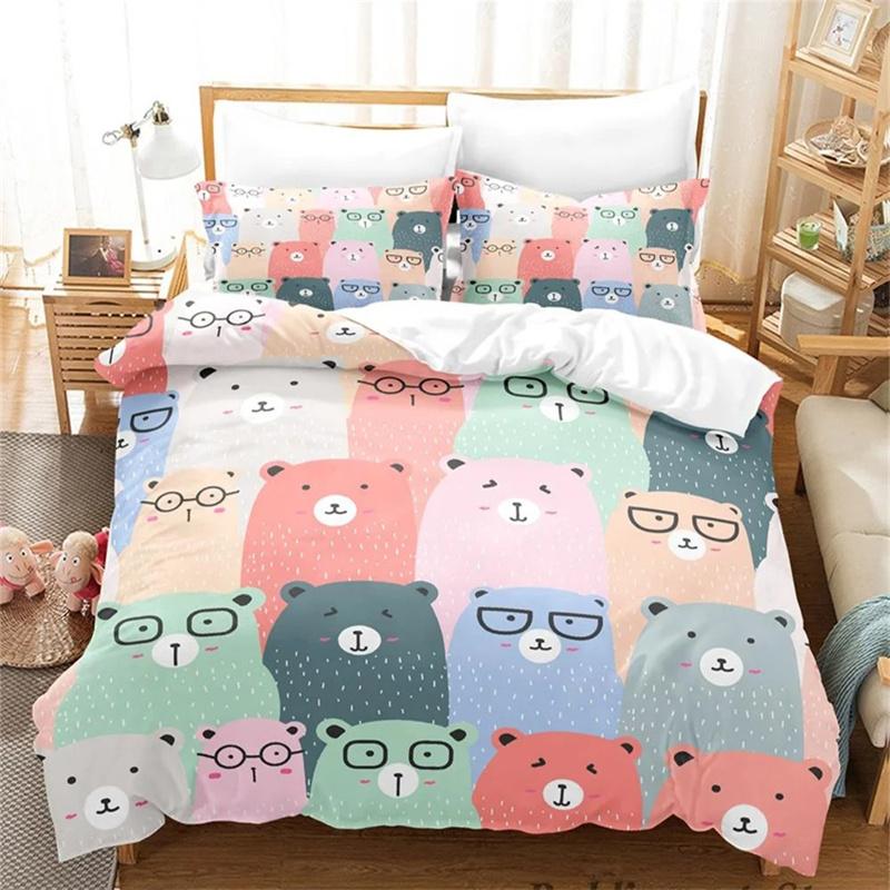 3D Print Kawaii Capybaras Bedding Set Soft Comforter Cover With 1/2pcs Pillow Shams For Kids Adults Microfiber Quilt Cover