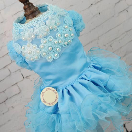 Pet Wedding Dress Eye-catching Wear Resistant Polyester Teddy Dog Lace Style Wedding Dress Pet Apparel for Outdoor