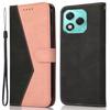 For Honor 400 Lite 5G Case Color Splicing Wallet Stand Leather Phone Cover with Wrist Strap