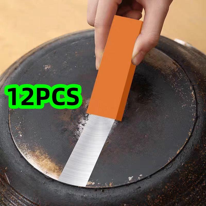 12-Piece Set of Orange Kitchen Cleaning Erasers for Household Use, Magic Erasers for Removing Scale and Rust, Stainless Steel Stain Remov