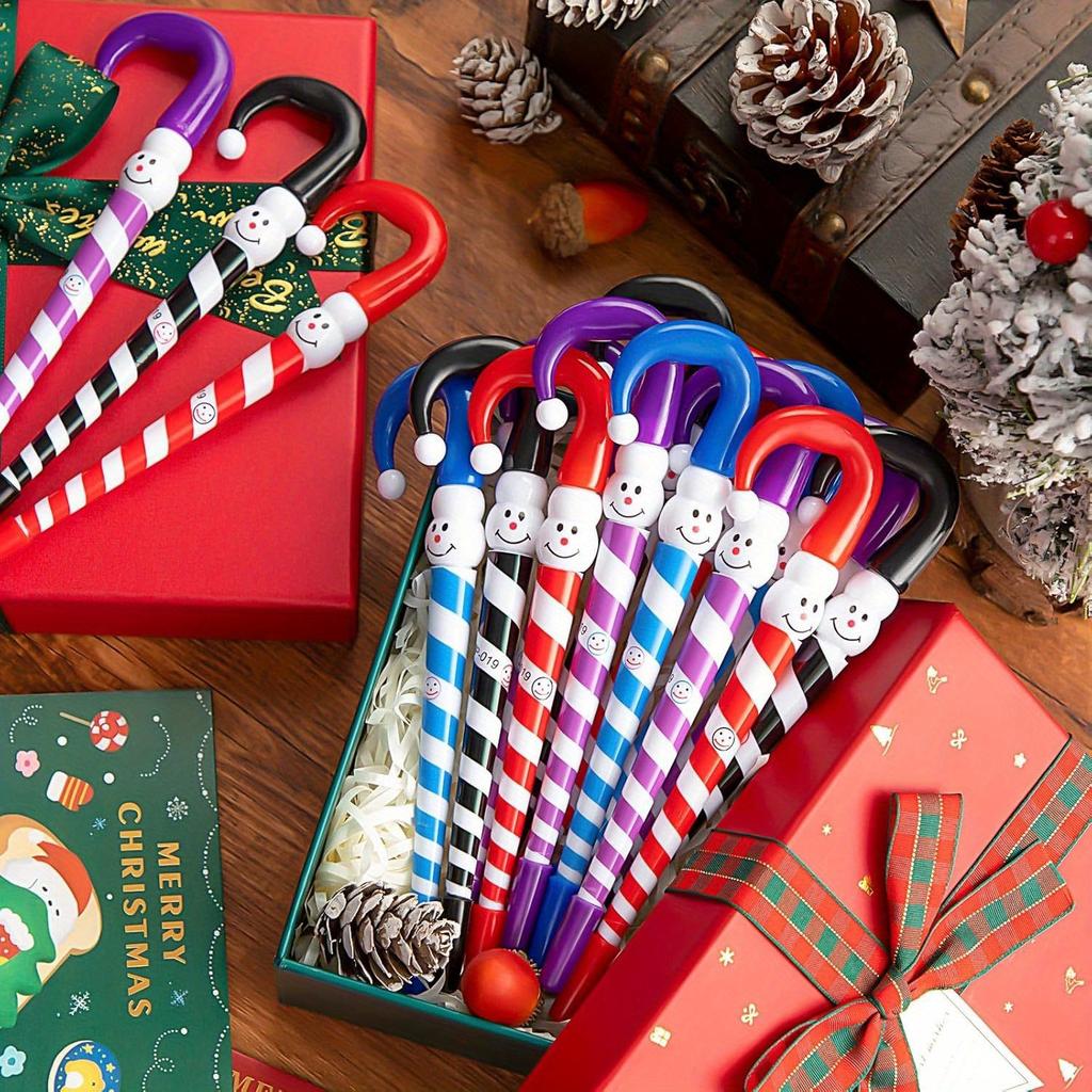 6/11pcs Christmas Pens,Christmas Snowman Ballpoint Pens,Snowman Umbrella Cane Pen for Office Christmas Party Prize Gift Supplies
