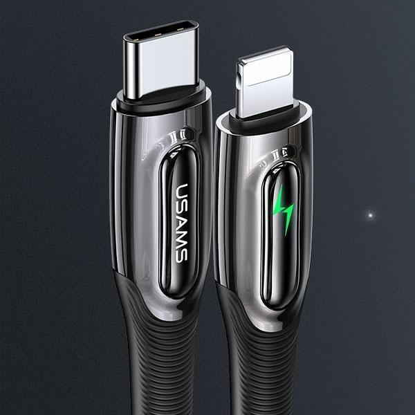Usams Kabel Pleciony Usb-C Na Lightningsmart Power-Off 20W Pd Cable 1.2M Czarny/Black Sj518Usb01 (Us-Sj518)