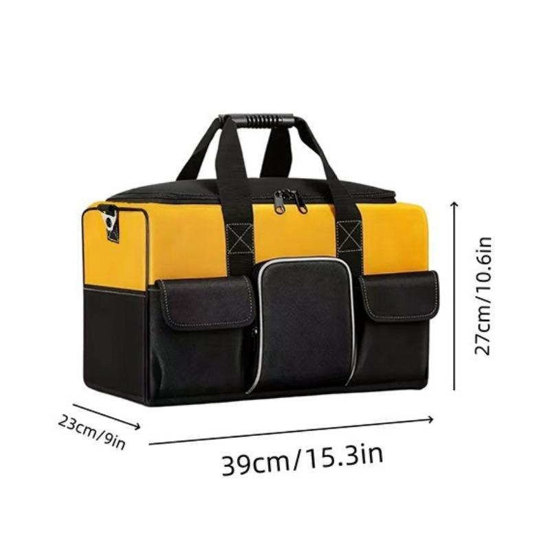 Large Heavy-Duty Tool Bag with Wide Mouth Opening Reinforced Plastic Bottom for Electricians Mechanics Gardeners Durable Oxford