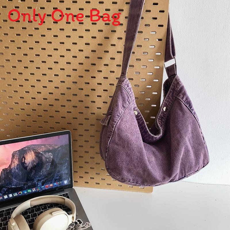 Denim Canvas Bag For Women Casual Daily Commuting With Zipper Closure And Phone Pocket