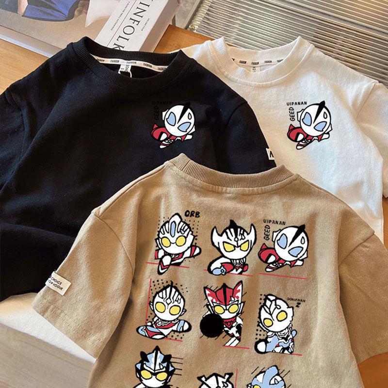 Boys Short-Sleeve Cotton T-Shirt - Toddler Round Neck Korean Style Summer Print 80 cm