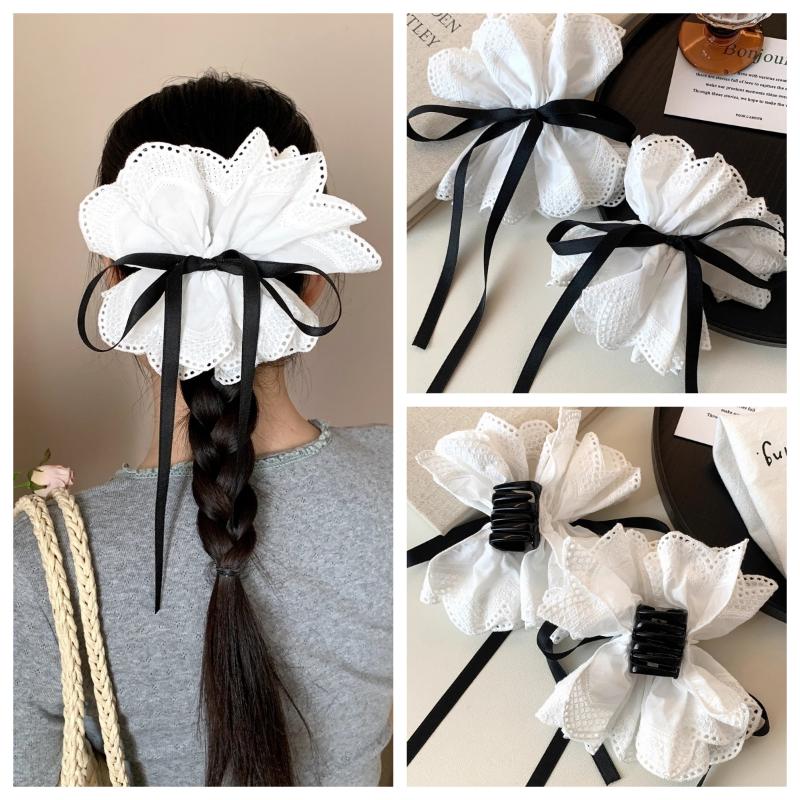 Französisch-Stil Weiße Blume Spitze Pferdeschwanz Haarnadel Für Damen Mädchen Süße Haar-Klammern Kopfschmuck Mode Vielseitige Haar-Accessoires