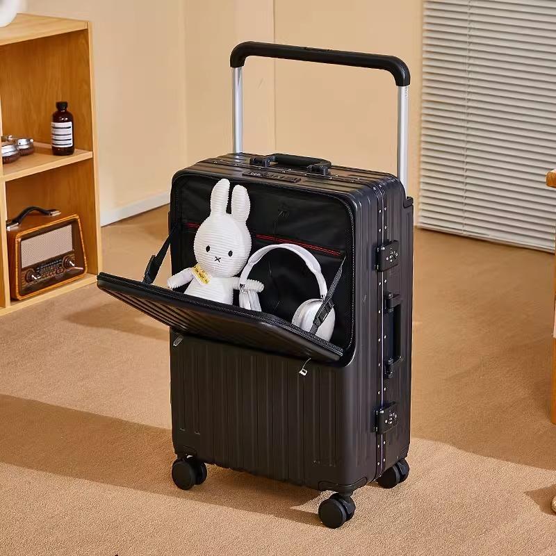 Wide Handle Front Opening Luggage 20" Suitcase Laptop Bag Multifunction Password Trolley Case Carrier 28-Inch Large Capacity